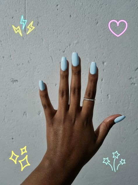 Milk Blue Nails, Natural Blue Nails, Blue Gel Nails Short, Light Blue Gel Nails, Gelish Nails Colors, Blueberry Milk Nails, Pastel Blue Nails, Soft Gel Tips, Pink Wedding Nails