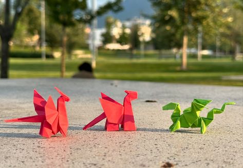 Went for a walk, dropped off batteries at the park to be recycled, and folded some cute dragons on a picnic table during golden hour before heading home. (Dragons designed by Robert Neale, Sok Song, and myself.) #origami #dragon #morigami Origami Dragon, Cute Dragons, A Picnic, Dragon Design, Picnic Table, A Walk, Golden Hour, The Park, Batteries