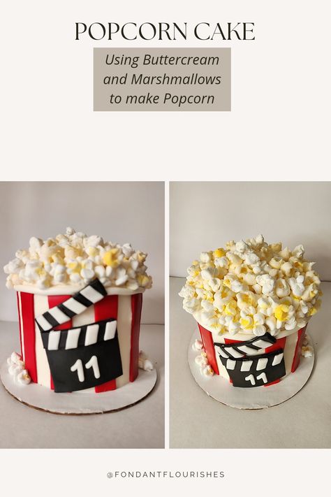 Popcorn Cake, Buttercream, Fondant, Movie night, Theme Birthday, Backyard, Outdoor Popcorn Cake Design, Movie Theme Birthday Cake, Movie Night Cake Ideas, Movie Night Birthday Cake, Movie Night Cake, Movie Birthday Cake, Birthday Backyard, Movie Theme Cake, Corn Party