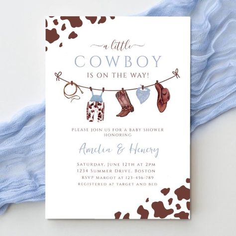 Create your own Invitation | Zazzle Cowboy Baby Shower Theme, Rodeo Baby Shower, Cowboy Wild West, April Baby Shower, Rodeo Baby, April Baby, Baby Shower Simple, Baby Shower On A Budget, Food Baby Shower