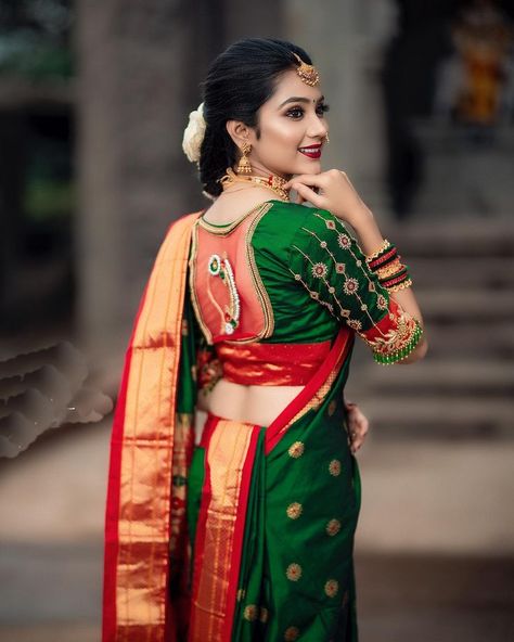 Green Nauvari Saree, Navratri Garba Photo, Bride Groom Photoshoot, Casual Boho Outfits, Indian Bride Poses, Indian Wedding Poses, Bride Photos Poses, Groom Photoshoot, Nauvari Saree