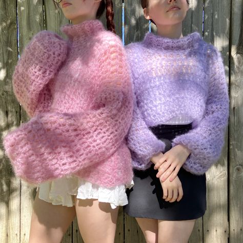 EASY Fluffy Mohair Sweater | ANY SIZE | Free Crochet Pattern + Video Tutorial - Hayhay Crochet Mohair Yarn Crochet Patterns, Mohair Sweater Pattern Crochet, Crochet Sweater Loose, Fluffy Sweater Crochet, Mohair Yarn Crochet Projects, Mohair Crochet Pattern Free, Crochet Mohair Sweater Pattern, Crochet With Mohair Yarn, Crochet Fluffy Sweater