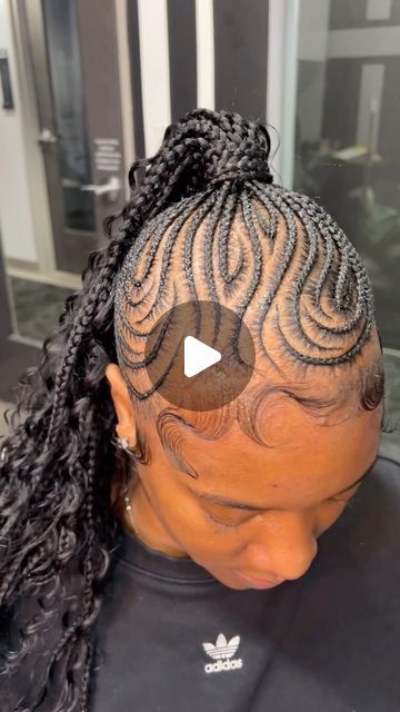 Atlanta Stitch Braids // Erica on Instagram: "Remixed this look with a boho ponytail✌🏾 #stitchbraids #braids #atlantabraids #smallstitchbraids #mariettabraider #atlantabraider #kennesawbraider" Stitch Ponytail, Braid Gel, Boho Ponytail, Design Braids, Hair Foam, Scalp Braids, Black Kids Braids Hairstyles, Edge Control, Stitch Braids