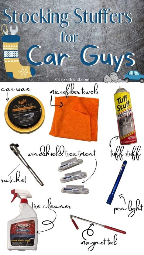 Affordable stocking stuffers for car guys. Fill up his stocking this Christmas with stuff he really wants! This article contains affiliate links to Amazon. If you purchase something, we receive a commission. #stockingstuffers #stockingstuffersforcarguys #carguys #giftsforhim #giftsforcarguys Gifts Guys Actually Want, Gifts For A Car Guy, Car Guy Gifts Boyfriends, Gift Ideas For Car Guys, Stocking Stuffers For Guys, Sticking Stuffers, Gifts For Car Guys, Stocking Suffers