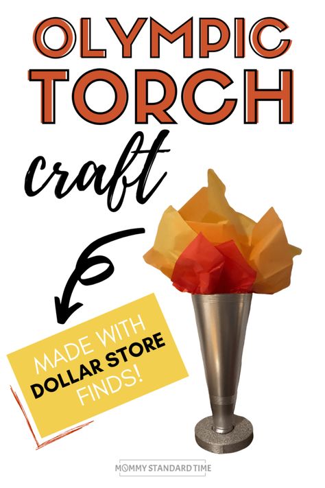 Diy Olympic Torch, Torch Craft, Olympic Torch Craft, Olympic Party Decorations, Summer Olympics Party, Vbs Olympics, Torches Diy, Olympic Food, Pta Volunteer