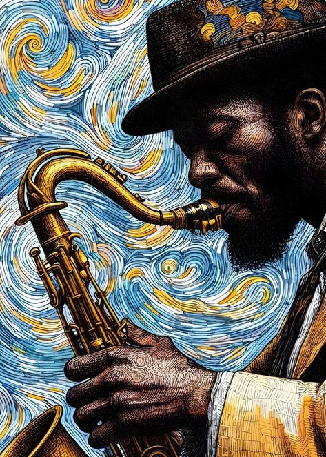 The magic of jazz and its influence on popular.#Accent_Walls #Jazz_Artwork #Classic_Jazz #Inspiration_Painting Jazz Guitar Aesthetic, Music Inspired Paintings, Jazz Poster Vintage, Jazz Music Aesthetic, Sahlo Folina, Jazz Artwork, Jazz Music Art, Instrument Art, Jazz Painting