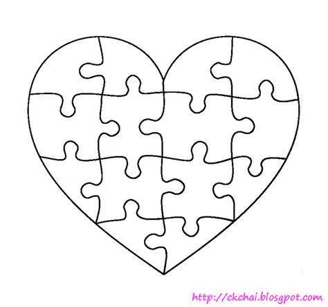 Puzzle Of Life 谜图人生: Free Heart Shaped Puzzle Template Puzzle Piece Template, Puzzle Piece Crafts, Gratis Printables, Puzzle Template, Heart Puzzle, Writing Crafts, Shape Puzzles, Kraf Diy, Puzzle Piece