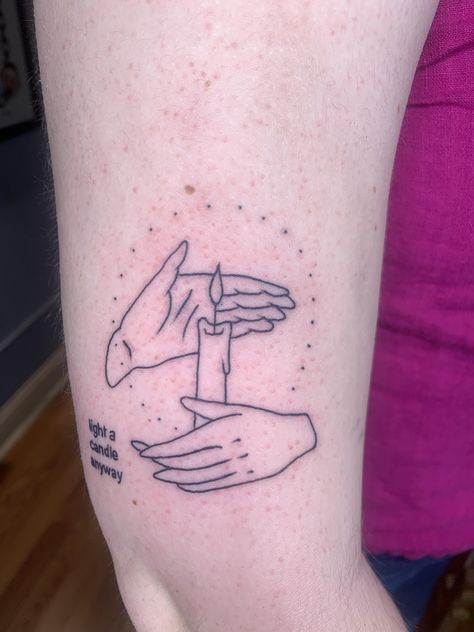 @electricxjoe on Instagram | Minimalist hand candle outline Candle Tattoo Design, Candle Tattoo, Finger Tattoo For Women, Party Tattoos, Make Tattoo, Poke Tattoo, Tattoo Cover, Aesthetic Tattoo, Time Tattoos