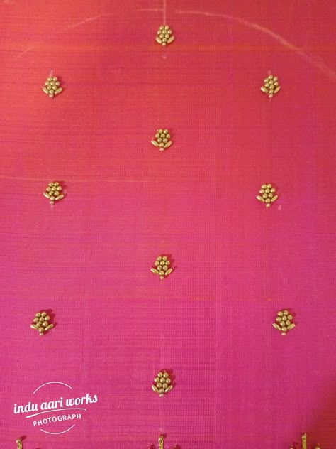 Simple Butti Work Blouse Designs, Arri Work Design, Aari Buttas, Simple Work Blouse Designs, Zardosi Flower, Simple Work Blouse, Chudi Designs, Blouse Handwork, Making Lace