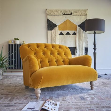 Snuggler Chair, Petite Sofa, Sofas For Small Spaces, Mellow Yellow, Front Room, Sofas And Chairs, Contemporary Interior, Home Living Room, Room Inspiration