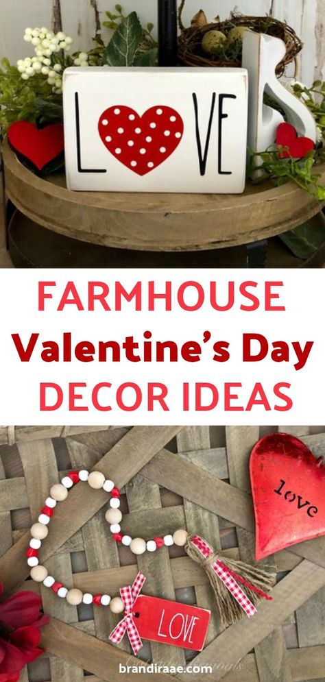 Valentine's Day Farmhouse Decor Farmhouse Valentine Decor, Selamat Hari Valentine, Quotes Valentines Day, Farmhouse Design Ideas, Pinterest Valentines, Saint Valentin Diy, Hadiah Valentine, Valentines Bricolage, Diy Valentine's Day Decorations