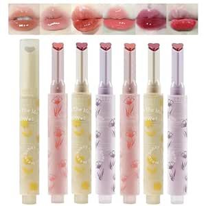 Domality 6pcs Flower Jelly Lipstick Set, 6 Colors Heart Shape Moisturizing Lip Glaze, Glossy Hydrating Lip Gloss, Mirror Effect Lip Balm Makeup Pen for Fuller Lips Flower Jelly, Flower Lipstick, Makeup Pen, Jelly Lipstick, Fuller Lips, Hydrating Lip Gloss, Mirror Effect, Lipstick Set, Lip Glaze