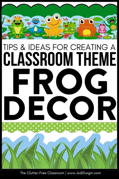 Educators needing Frog Classroom Theme or Door Decor Ideas will be thrilled with the inspiring photos & decorating tips by Clutter Free Classroom. Elementary school teachers wondering how to set up a classroom on a budget are sure to love the bulletin board inspo, photos, & DIY tips for setting up their rooms for back to school or a mid-year refresh to be motivational. You'll also find classroom decor bundles & theme ideas to be quick & easy! Frog Theme Bulletin Board Ideas, Frogstreet Classroom Setup, Frog Theme Classroom Decorations, Frog Theme Preschool Classroom Decor, Frog Themed Bulletin Boards, Frog Bulletin Board Ideas Preschool, Frog Door Decorations Classroom, Frog Bulletin Board Ideas, Frog Classroom Decorations