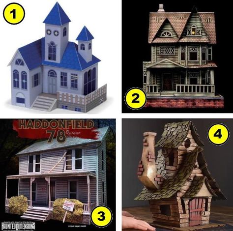 Free Paper Models, House Craft, Creepy Houses, Ghost House, Papercraft Printable, Paper House, Red Brick House, Paper Model, Seasonal Celebration