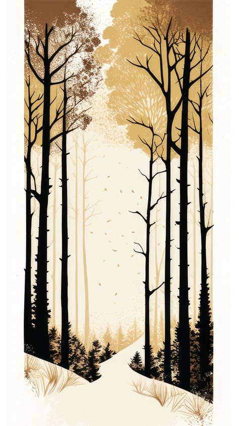 Forest Illustration Trees, Illustration Forest, Forest Graphic, Spider Illustration, View Illustration, Forest Drawing, Wood Illustration, Landscape Painting Tutorial, Tree Sketches