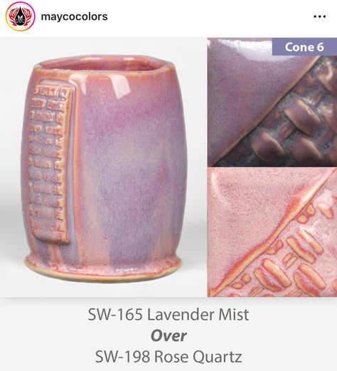 Glaze Techniques, Coil Pottery, Glaze Combinations, Glaze Combos, Amaco Glazes, Pottery Glaze, Lavender Mist, Beginner Pottery, Ceramic Glaze Recipes