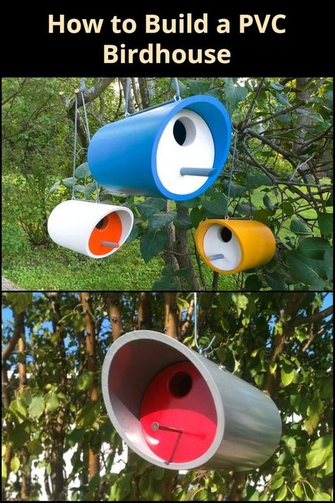 How To Build A Bird House Diy, Gord Bird House Ideas, Diy Bird Feeders Homemade, Pvc Birdhouse, Diy Birdhouse Plans, Wood Bird House, Cool Bird Houses, Trail Markers, Diy Wood Planters