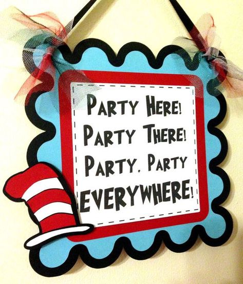 Dr. Suess, Doctor Suess Birthday, Dr Seuss Party Ideas, Cat In The Hat Party, Dr Seuss Birthday Party, Hat Birthday, Seuss Crafts, Dr Seuss Baby Shower, Twin Birthday Parties