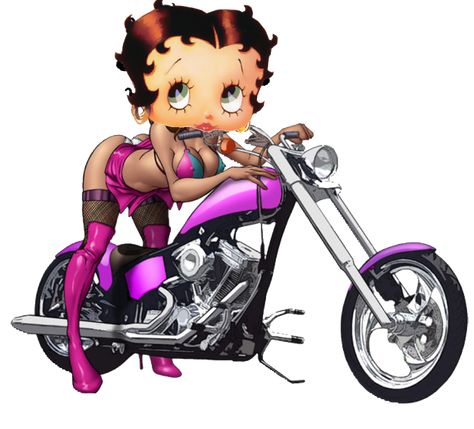 Motorcycle Babe Biker Chic, Biker Betty Boop, Female Motorcycle Riders, Betty Boop Classic, Sassy Wallpaper, Black Betty Boop, Funny Cartoon Pictures, American Graffiti, Female Cartoon Characters