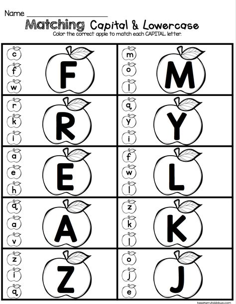 Capital And Lowercase Letters Activities, Apple Alphabet Match, School Activities Kindergarten, Apple Alphabet, Activities Kindergarten, Transitional Kindergarten, Kindergarten Language Arts, Alphabet Kindergarten, Apple Activities