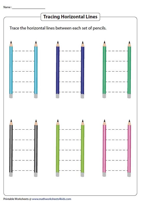 Horizontal Line Worksheets Preschool, Horizontal Line Tracing Worksheets, Graphomotoric Exercises, Tracing Lines Worksheets, Writing Activities For Preschoolers, Montessori Math Activities, Line Tracing Worksheets, Handwriting Worksheets For Kids, Tracing Lines