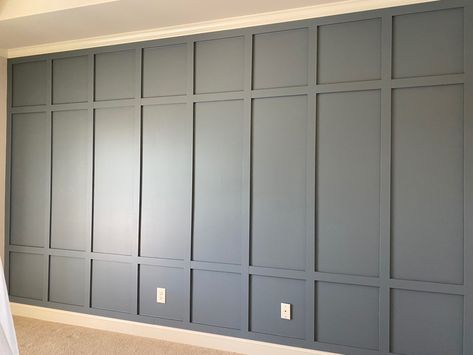 Dark Grey Board And Batten Wall, Bedroom Batten Wall, Wall Boards Panels Ideas, Batten Wall, Feature Wall Bedroom, Dining Room Accents, Wall Paneling Diy, Accent Wall Designs, Board And Batten Wall