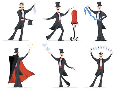 Circus Magician, Magician Man, Scene Icons, Magician Costume, Traveling Circus, Cap Drawing, Clown Show, Circus Characters, Magic Hat