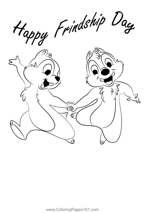 Chip And Dale Friendship Coloring Page Friendship Coloring Pages, Kid Colouring, Friendship Activities, Friendship Art, International Friendship Day, Creative Kids Crafts, Friendship Day, Chip And Dale, Coloring Pictures