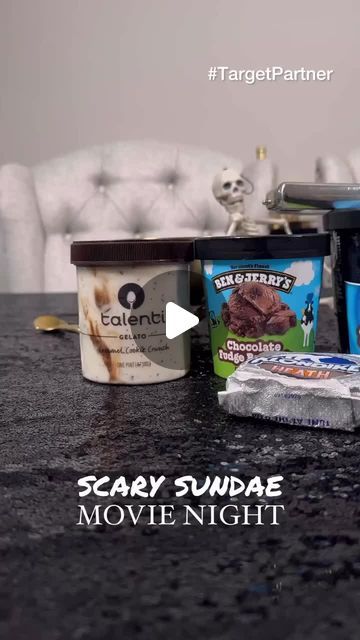 Keshla Fuller on Instagram: "#Ad Halloween is coming and we are planning a spooky movie night with the kids. Now what kind of parents would we be if we didn’t test everything out first… alone! If we’re gonna preview the movie, we might as well preview the snacks. We’re setting up a spooky bar with popcorn, snacks, and everything they need to make the perfect scary sundae. You can too! Here’s what you’ll need for the sundae:

🍨 @BENANDJERRYS 1PT FUDGE BROWNIE
🍨 @BREYERS 1.5QT COOKIES n CREAM
🍨 @KLONDIKEBAR 6CT HEATH BAR
🍨 @TALENTI 1PT CARAMEL COOKIE CRUNCH
🍨 REESES PB CUP 1.5QT (a Breyers Brand)

You can find everything you need @Target via my Shop on @shopltk! #liketkit https://liketk.it/4Q1uP

Are you planning a spooky family movie night? 🍿

#Halloween #IceCreamSundae #Target #Targe Spooky Bar, Movie Night Halloween, Spooky Movie Night, Talenti Gelato, Heath Bar, Pb Cups, Cookies N Cream, Cookie Crunch, Heath Bars