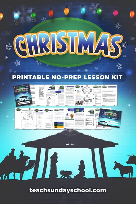 Christmas Sunday School Lesson for Ages K-6. Print & Teach- No Prep! Christmas Tree Bible Lesson, Christmas Bible Lessons For Kids Free, Sunday School Advent Lessons, Advent Sunday School Lessons, Christmas Bible Study For Kids, Christmas Story For Kids Sunday School, Christmas Childrens Church Lessons, December Sunday School Lessons For Kids, Advent Sunday School Lessons For Kids