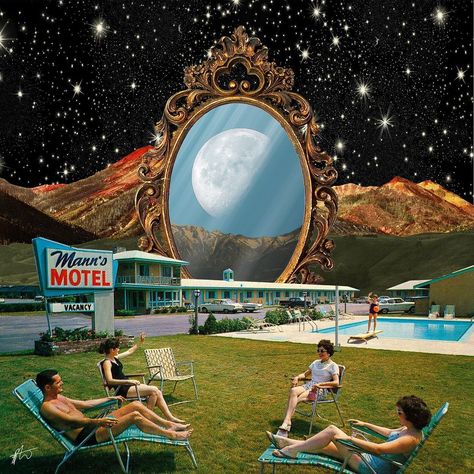 Vintage Futurism, Mirror Collage, Surrealist Collage, Surreal Collage Art, Surealism Art, The Fairest Of Them All, Travel Collage, Love Collage, Ap Studio Art