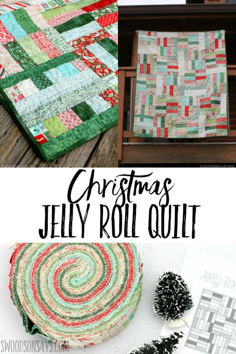 Check out this improvised version of a Christmas jelly roll quilt pattern! Simple Christmas quilt to sew, with thoughts on using this free pattern from Fat Quarter Shop. Christmas Jelly Roll, Christmas Jelly, Diy Christmas Outfit, Modern Christmas Quilt, Jelly Roll Projects, Popsicle Stick Christmas Crafts, Jelly Roll Quilt, Winter Diy Crafts, Christmas Quilt Patterns