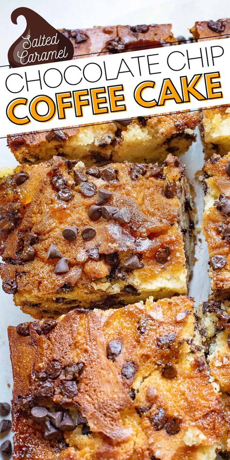 Coffee Cake Cake, Caramel Coffee Cake, Chocolate Chip Coffee Cake, Crumb Cakes, Coffee Cake Recipes Easy, Crumb Cake Recipe, Coffee Cake Recipe, Brunch Recipe, Salted Caramel Chocolate