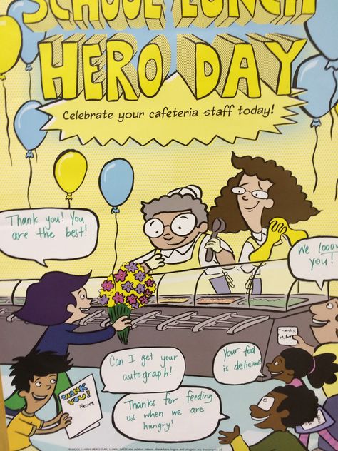 Love how students filled in the word balloons on the School Lunch Hero Day posters! School Lunch Hero Day, Word Balloons, School Nutrition, School Meals, Balloon Words, 5th Grade Art, Teacher Librarian, Lunch Lady, School Cafeteria