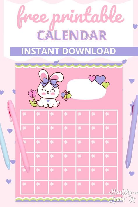 These free printable calendar templates have the cutest designs! Kawaii lovers, teens and kids will love these. These monthly calendars are blank so they can be used over and over again! The cute bunny calendar has a spring look and could be used for Easter. The unicorn calendar has a kawaii pastel aesthetic. kawaii planner Bunny Calendar, Easter Calendar, Kawaii Pastel Aesthetic, Free Printable Calendar Templates, Kawaii Planner, Monthly Calendars, Monthly Calendar Template, Calendar Templates, Printable Calendar Template