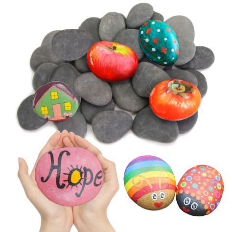 PRICES MAY VARY. 37 PCS HIGH QUALITY LARGE ROCKS - Each bag contains 37 rocks, each painting rock is between 1-2 inches in diameter, Strong&Durable, Flat&Smooth, Non-toxic and eco-friendly. Perfect large size for Kindness Stone. Start creating inspirational message on these painting rocks,leave it somewhere for others to find, spread as much kindness and love to others as possible with the creation of an kindness stone,a simple message of love and compassion can brighten someone's day! PERFECT A Rocks For Painting, Diy Kids Crafts, Kindness Projects, Diy Rock Art, Garden Home Decor, River Rocks, Stone Garden, River Rock, Garden Home