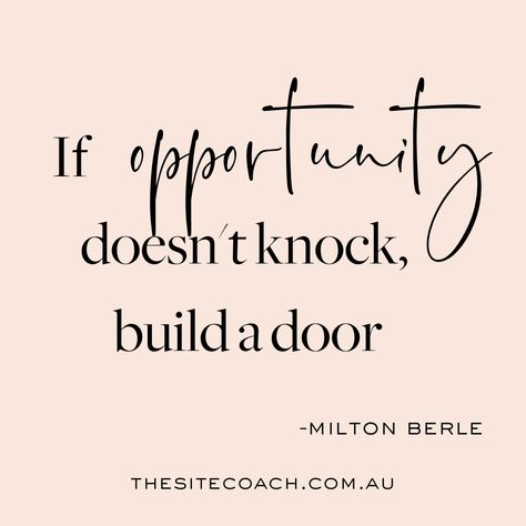 We need to create opportunities that will lead to our goals, and if we don't take action and make the right moves, chances are we'll miss out on some really big opportunities. ✨ So don't wait for someone else to give you your next opportunity. Create a plan, take control of your life, and make it happen. 😄 #thesitecoach #thesitecoachquotes #websitedesignerinaustralia #onlinebusiness #motivationquotes2022 #growthquotes2022 #smallbusinessowners #motivationalquotes2022 #inspirationalquotes Create Opportunity Quotes, Opportunity Quotes, Create Opportunities, Milton Berle, Take Control Of Your Life, Waiting For Someone, Have Faith, Take Control, Take Action