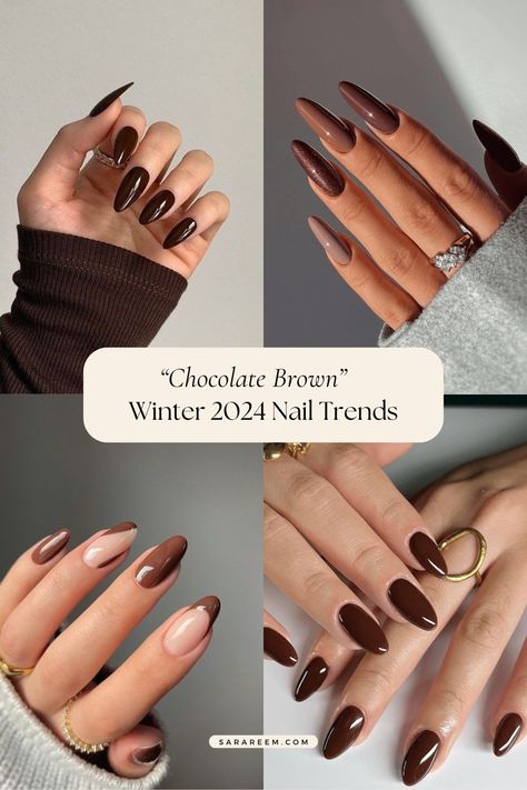 Discover the must-try Winter 2024 nail trends and nail color trends! From timeless classics like deep red and emerald green to modern glass nails and shimmer French tips, this season’s trends offer something for everyone. Embrace rich jewel tones, soft pinks, and bold animal prints that capture the essence of winter. Get inspired with chic nail designs and cozy colors that make a statement all season long. Save this guide for the latest in Winter 2024 - 2025 nail inspo! #Winter2024NailTrends Brown Matte Nails Design, Shimmer French Tips, 2025 Nail Trends Design, Light Brown Acrylic Nails, Brown Winter Nails, Dark Nude Nails, Black Cherry Nails, Latest Nails, Cozy Colors