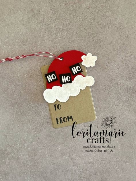 Card Tags Ideas, Small Christmas Gifts Diy Craft Ideas, Christmas Gift Tags Diy Printable Labels, Sending Cheer Stampin Up Tags, Stampin Up Tags Christmas, Handmade Gift Tags Christmas, Stampin Up Christmas Tags Ideas, Stampin Up Christmas Tags 2023, Diy Christmas Tags Handmade