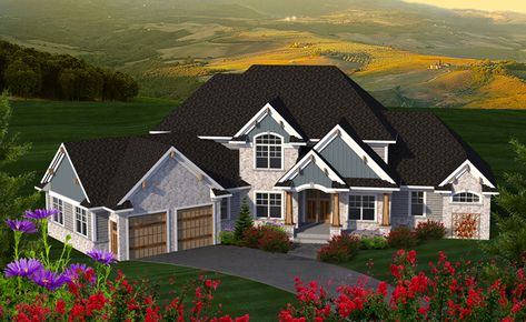 The Carsyn Valley Luxury Home has 4 bedrooms, 3 full baths and 1 half bath. See amenities for Plan 051D-0824. Craftsman Floor Plans, House Elevations, Angled Garage, Houses Plans, Monster House Plans, House Plans And More, Traditional House Plan, Craftsman Style House Plans, Craftsman House Plan