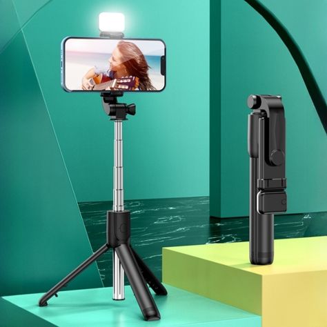 All In One Expandable Portable IPhone Tripod Selfie Stick Selfie Stick With Remote With Detachable BT Wireless Remote Compatible #tripod Xiaomi Phone, Mobile Phone Stands, Fill Light, Monopod, Mobile Phone Holder, Selfie Stick, Phone Stand, Mobile Photography, Wireless Bluetooth