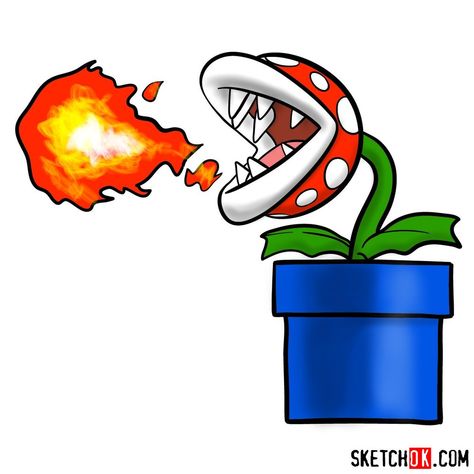 Step-by-step drawing guide of Fire Piranha Plant throwing a fireball From: Super Mario games; Steps: 11. Step 01 Step 02 Step 03 Step 04 Step 05 Step 06 Step 07 Step 08 Step 09 Step 10 Step 11 Ilnur KhayrullinVector illustrator, web designer/developer, the author of the Sketchok.com website. Related posts: How to draw Piranha … How to draw Fire Piranha Plant throwing a fireball Read More » Pirana Plant Mario, Mario Plant Drawing, Mario Drawing Ideas, Super Mario Plant, Super Mario Drawing, Mario Plant, Fire Mario, Super Mario Tattoo, Mario Drawing