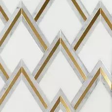 Bravos II Thassos Carrara Brass Waterjet Mosaic Waterjet Mosaic Tile, Waterjet Marble, Polished Porcelain Tiles, Resilient Flooring, Honed Marble, Backsplash Tile, Porcelain Mosaic, Marble Mosaic, Tile Installation