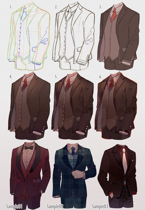 (10) 河CY (@kawanocy) / Twitter Art Tut, Suit Drawing, Clothing Sketches, Digital Painting Tutorials, Painting Tutorials, Anime Drawings Tutorials, Drawing Clothes, Drawing Lessons, Men's Suits