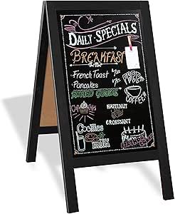 Ilyapa Wooden A-Frame Chalkboard Sign with Eraser - 40 x 20 Inch Magnetic Sidewalk Menu Board – Sturdy Freestanding Black Sandwich Sign Board Menu Display for Restaurant, Business, or Weddings Chalkboard Menu Board, Sandwich Sign, Menu Display, Restaurant Business, Menu Boards, Framed Chalkboard, Daily Specials, Sign Board, Menu Board