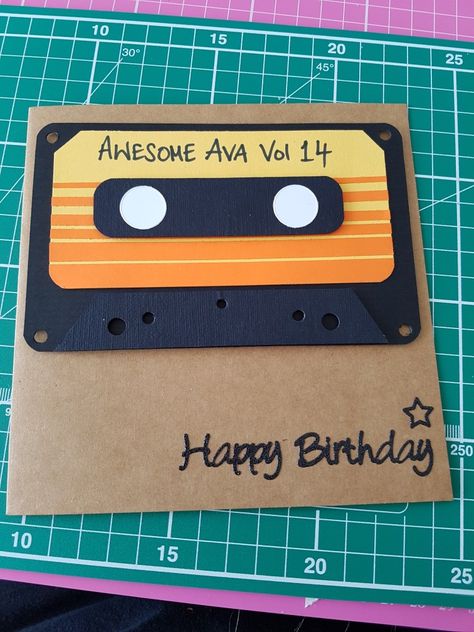 Guardians of the Galacy mixtape 14th birthday card by Nicky M Guardians Of The Galaxy Crafts, 14th Birthday Card Ideas, Guardians Of The Galaxy Birthday, Galaxy Crafts, Galaxy Birthday, Galaxy Gifts, 14th Birthday, Guardians Of The Galaxy, The Galaxy