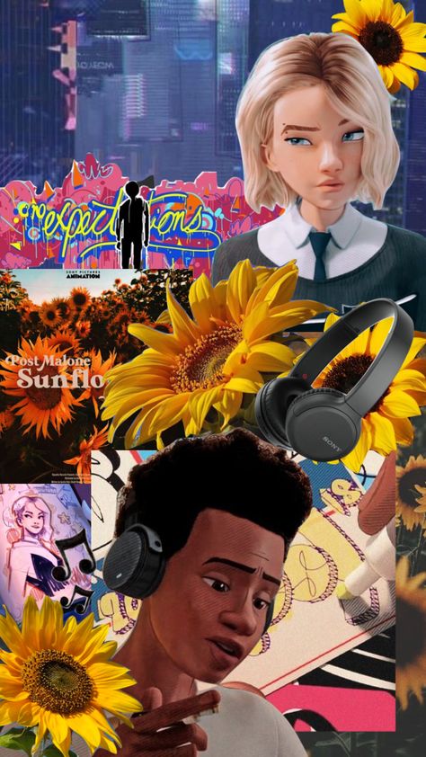 Miles Morales And Gwen Stacy Desktop Wallpaper, Miles Morales Sunflower Wallpaper, Sunflower Spiderverse, Miles And Gwen Wallpaper, Miles And Gwen Wallpaper Desktop, Spider Man Sunflower, Miles Morales Sunflower, Sunflower Spiderman, Spiderverse Sunflower