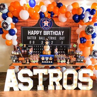 Woo'em (@wooemdesign) • Instagram photos and videos Houston Astros 1st Birthday, Astros First Birthday Party, Astro Birthday Party, Astros Birthday Party Decorations, Astros Theme Party, Houston Astros Party Ideas, Astros Birthday Party Ideas, Astros Baby Shower Theme, Astros Party Ideas