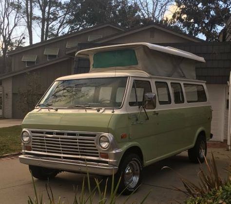 BangShift.com This Restored 1970 Ford Econoline Pop Top Camper Van Is Road Trip Perfection - BangShift.com Vans Painted, Pilot Car, Pop Top Camper, Chevy Van, Quotes Design, Van Life Diy, Van Car, Ford Van, Humor Quotes