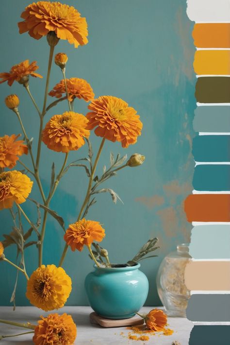 Curious about "a" and how it can transform your life? Discover the secrets to unlocking its power in this article. #ad     #Colortrend #wallpaint2024  #color2024  #DIYpainting  ##DIYhomedecor  #Fixhome Multi Color Painted Walls, Analogous Color Scheme Interior Design, Wall Colors 2024, Boho Pallete, Teal Yellow Color Palette, Colors That Go With Orange, Teal And Orange Living Room, Orange And Teal Aesthetic, Color Palette With Yellow